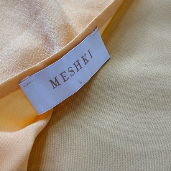 Meshki Satin Lace Slip Mini Dress Joslyn Lemon Yellow size L - Picture 10 of 11